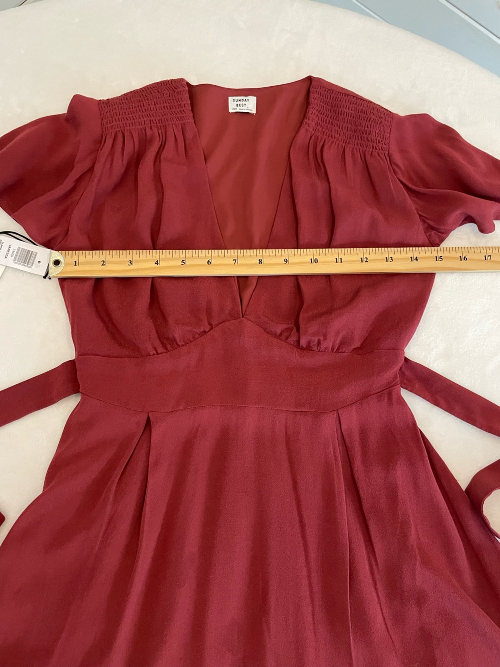 NWT Aritzia Sunday Best Vanessa Dress Burnt Clay XXS Flutter Sleeve Mini - Picture 14 of 17